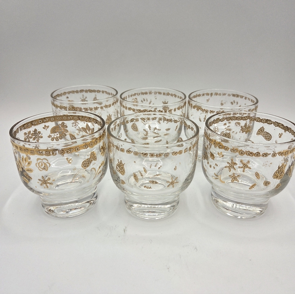 Vintage Culver Chantilly Footed Low Ball Glasses